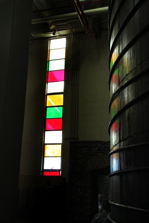 Wine vat and Stained-glass window photo